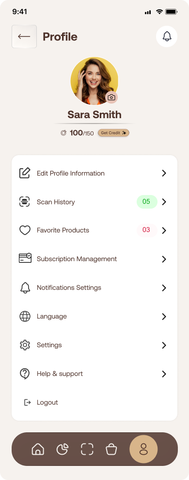 Vellaya AI profile dashboard with skin goals and account settings